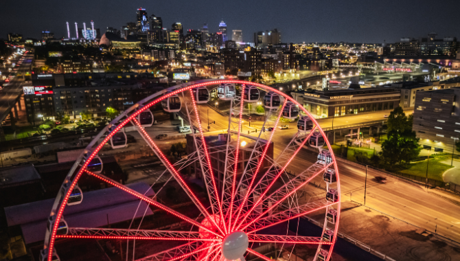 KC wheel lit up in red lights